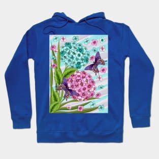 Hydrangea Flowers And Swallowtail Butterflies Hoodie